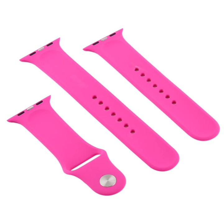 Lisslune | For Apple Watch Series 10 42mm / 9&8&7 41mm / SE 3&SE 2&6&SE&5&4 40mm / 3&2&1 38mm 3 in 1 Rubber Watch Strap with Buckle (Pink Red)