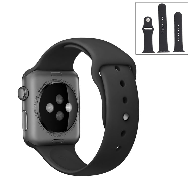 Lisslune | For Apple Watch Series 10 42mm / 9&8&7 41mm / SE 3&SE 2&6&SE&5&4 40mm / 3&2&1 38mm 3 in 1 Rubber Watch Band with Buckle (Black)