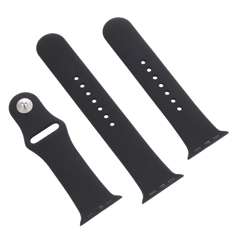 Lisslune | For Apple Watch Series 10 42mm / 9&8&7 41mm / SE 3&SE 2&6&SE&5&4 40mm / 3&2&1 38mm 3 in 1 Rubber Watch Band with Buckle (Black)