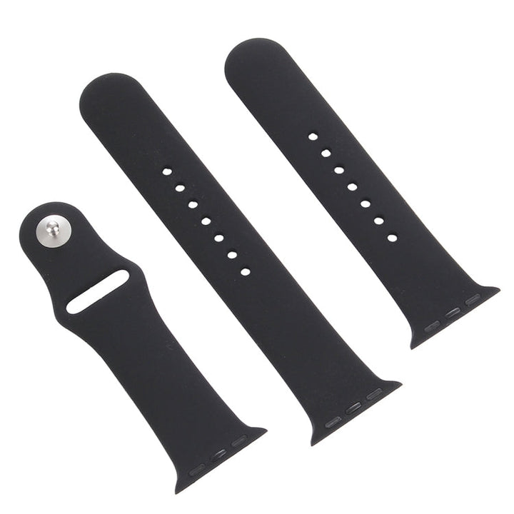Lisslune | For Apple Watch Series 10 42mm / 9&8&7 41mm / SE 3&SE 2&6&SE&5&4 40mm / 3&2&1 38mm 3 in 1 Rubber Watch Band with Buckle (Black)