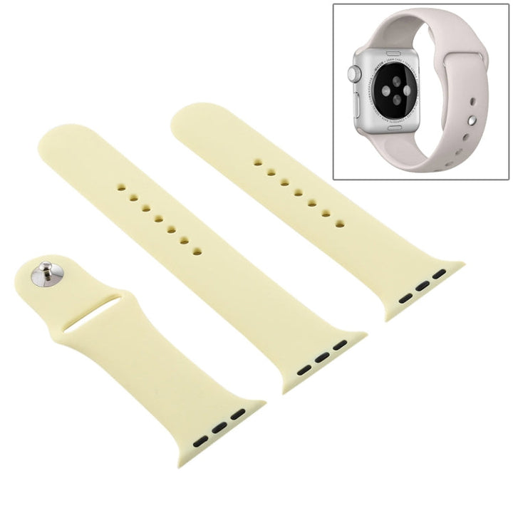 Lisslune | For Apple Watch Series 10 42mm / 9&8&7 41mm / SE 3&SE 2&6&SE&5&4 40mm / 3&2&1 38mm 3 in 1 Silicone Watch Band with Buckle (Cream Yellow)