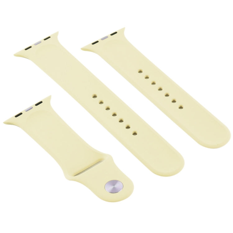 Lisslune | For Apple Watch Series 10 42mm / 9&8&7 41mm / SE 3&SE 2&6&SE&5&4 40mm / 3&2&1 38mm 3 in 1 Silicone Watch Band with Buckle (Cream Yellow)
