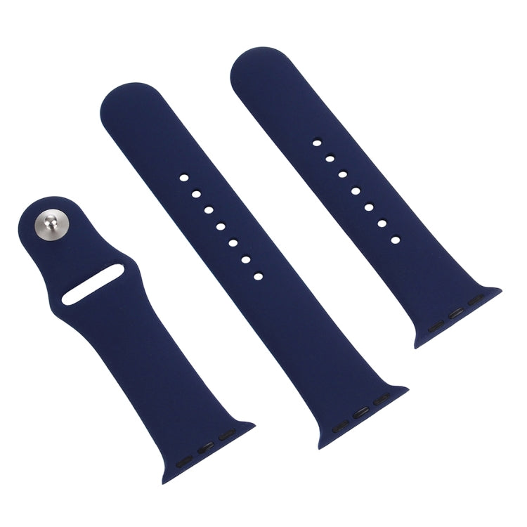 Lisslune | For Apple Watch Series 10 42mm / 9&8&7 41mm / SE 3&SE 2&6&SE&5&4 40mm / 3&2&1 38mm 3 in 1 Rubber Watch Band with Buckle (Dark Blue)