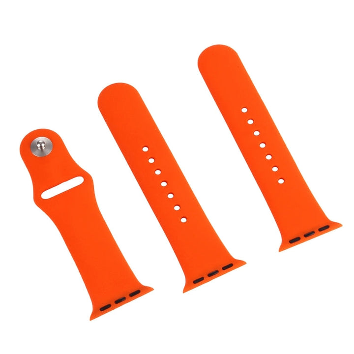 Lisslune | For Apple Watch Series 10 42mm / 9&8&7 41mm / SE 3&SE 2&6&SE&5&4 40mm / 3&2&1 38mm 3 in 1 Rubber Watch Band with Buckle (Orange)