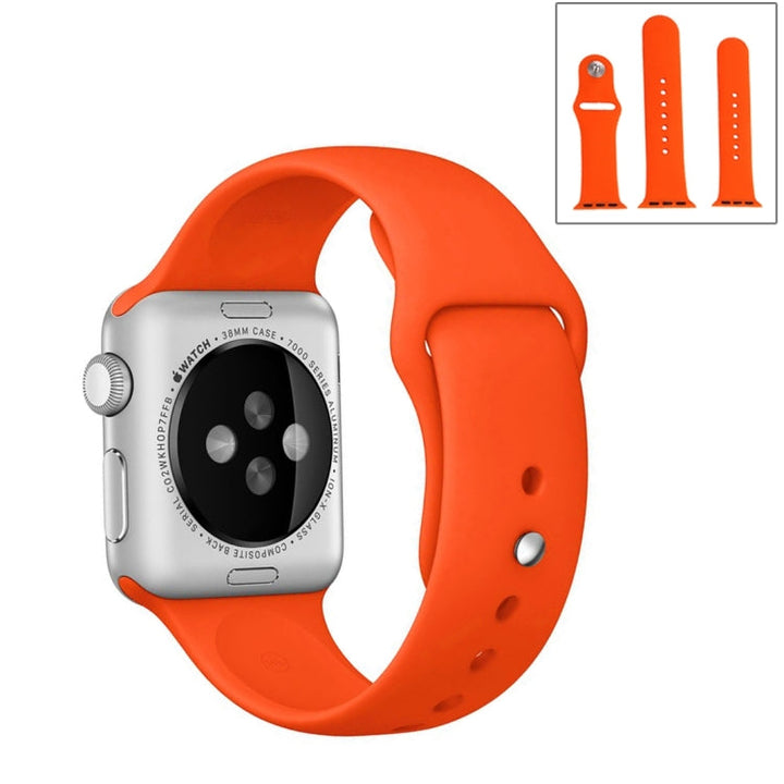 Lisslune | For Apple Watch Series 10 42mm / 9&8&7 41mm / SE 3&SE 2&6&SE&5&4 40mm / 3&2&1 38mm 3 in 1 Rubber Watch Band with Buckle (Orange)