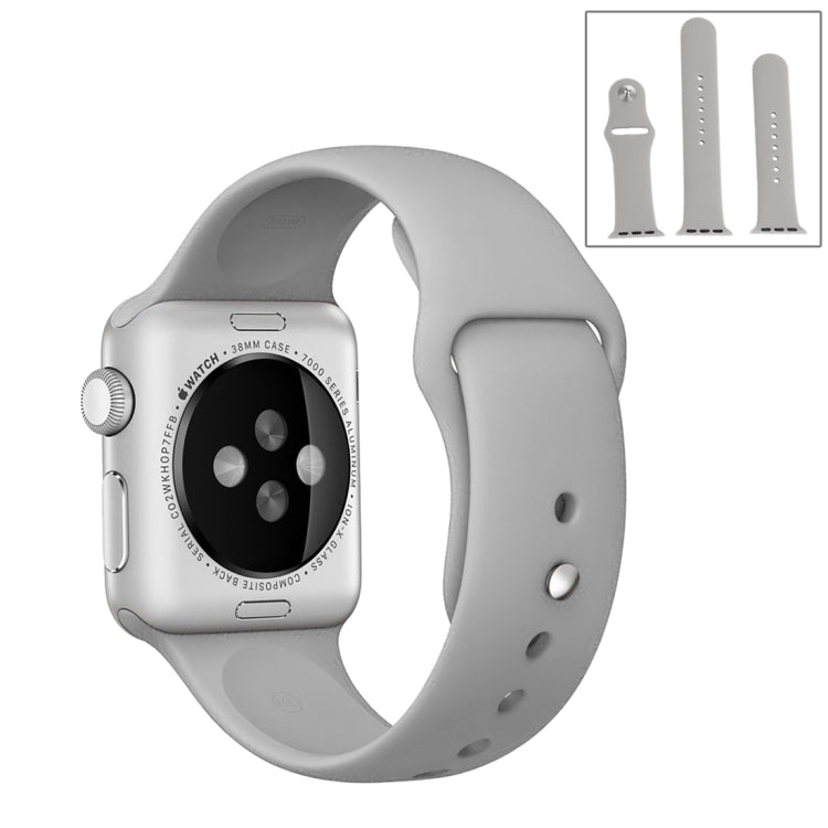 Lisslune | For Apple Watch Series 10 42mm / 9&8&7 41mm / SE 3&SE 2&6&SE&5&4 40mm / 3&2&1 38mm 3 in 1 Rubber Watch Band with Pin Buckle (Gray)