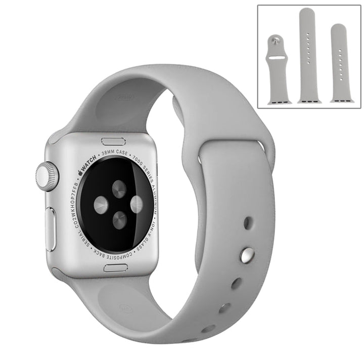 Lisslune | For Apple Watch Series 10 42mm / 9&8&7 41mm / SE 3&SE 2&6&SE&5&4 40mm / 3&2&1 38mm 3 in 1 Rubber Watch Band with Pin Buckle (Gray)