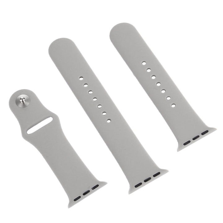 Lisslune | For Apple Watch Series 10 42mm / 9&8&7 41mm / SE 3&SE 2&6&SE&5&4 40mm / 3&2&1 38mm 3 in 1 Rubber Watch Band with Pin Buckle (Gray)