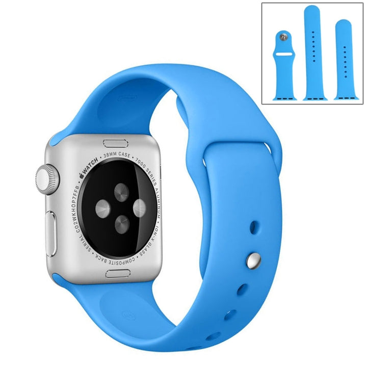 Lisslune | For Apple Watch Series 10 42mm / 9&8&7 41mm / SE 3&SE 2&6&SE&5&4 40mm / 3&2&1 38mm 3 in 1 rubber watch band with pin buckle (Blue)