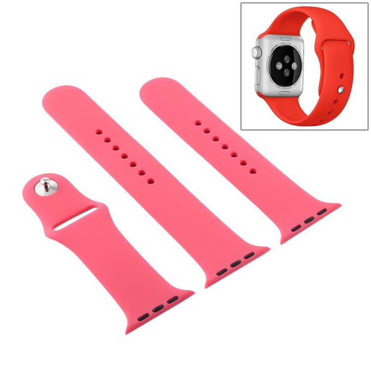 Lisslune | For Apple Watch Series 10 42mm / 9&8&7 41mm / SE 3&SE 2&6&SE&5&4 40mm / 3&2&1 38mm 3 in 1 Rubber Watch Strap with Pin Buckle (Hibiscus Pink)