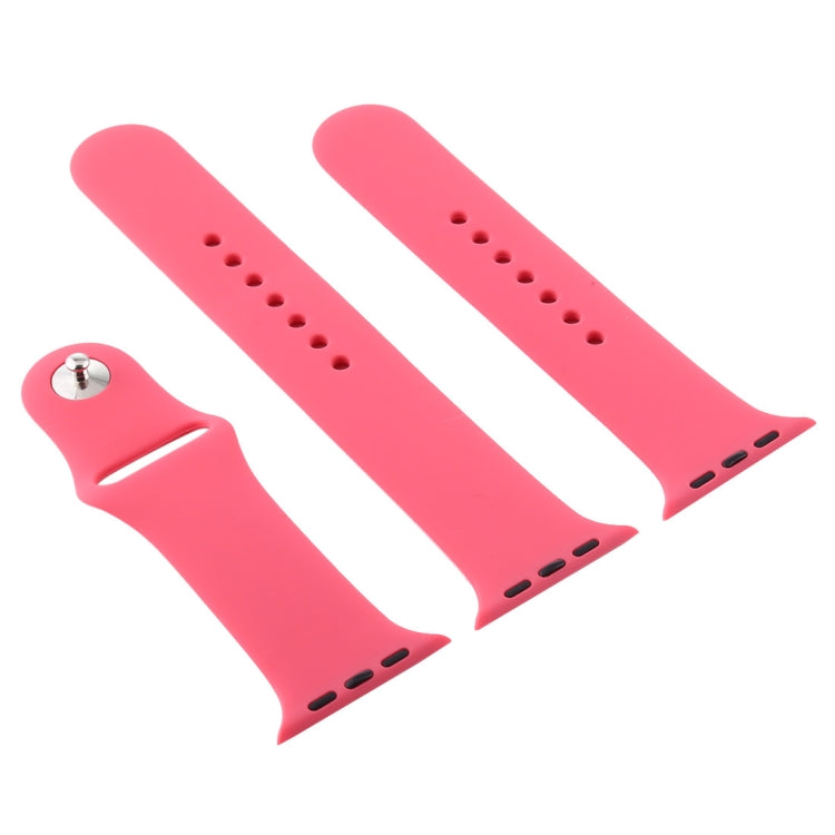 Lisslune | For Apple Watch Series 10 42mm / 9&8&7 41mm / SE 3&SE 2&6&SE&5&4 40mm / 3&2&1 38mm 3 in 1 Rubber Watch Strap with Pin Buckle (Hibiscus Pink)