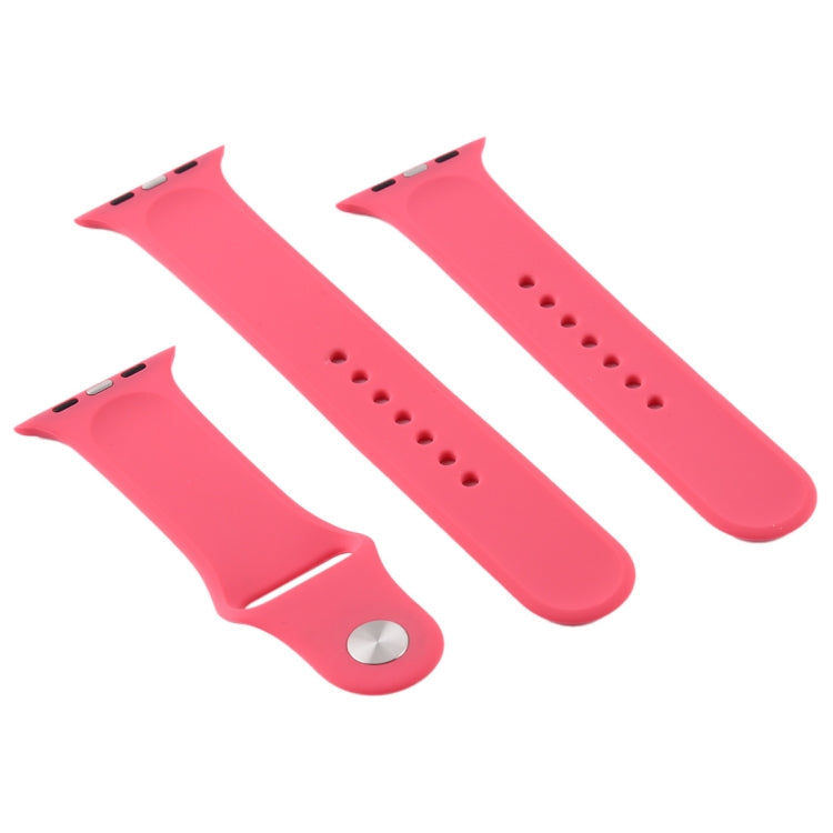 Lisslune | For Apple Watch Series 10 42mm / 9&8&7 41mm / SE 3&SE 2&6&SE&5&4 40mm / 3&2&1 38mm 3 in 1 Rubber Watch Strap with Pin Buckle (Hibiscus Pink)