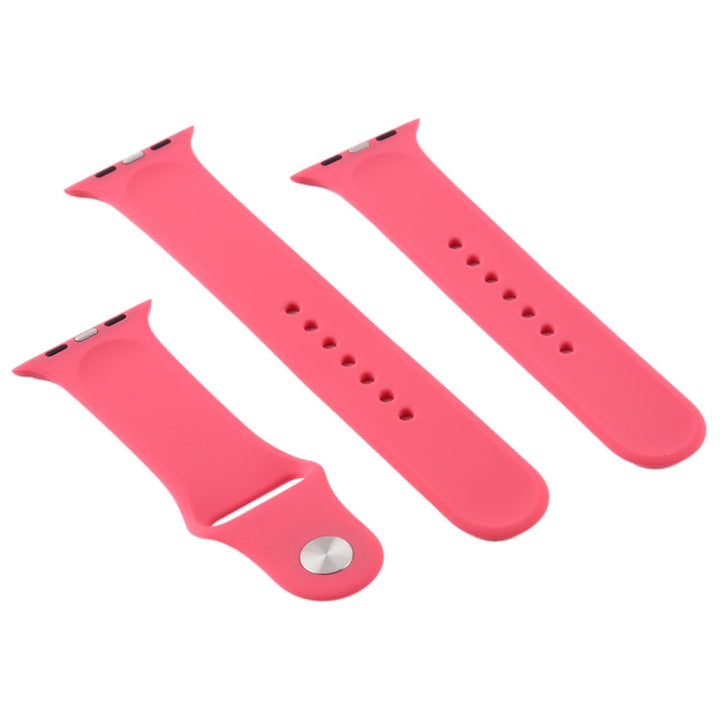Lisslune | For Apple Watch Series 10 42mm / 9&8&7 41mm / SE 3&SE 2&6&SE&5&4 40mm / 3&2&1 38mm 3 in 1 Rubber Watch Strap with Pin Buckle (Hibiscus Pink)