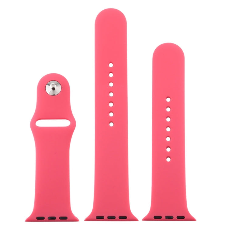 Lisslune | For Apple Watch Series 10 42mm / 9&8&7 41mm / SE 3&SE 2&6&SE&5&4 40mm / 3&2&1 38mm 3 in 1 Rubber Watch Strap with Pin Buckle (Hibiscus Pink)