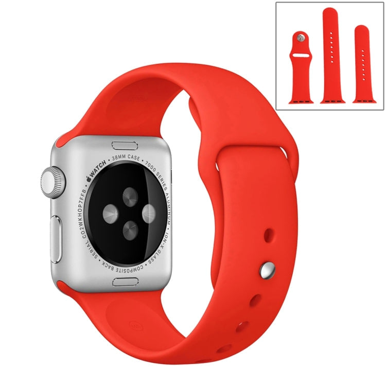 Lisslune | For Apple Watch Series 10 42mm / 9&8&7 41mm / SE 3&SE 2&6&SE&5&4 40mm / 3&2&1 38mm 3 in 1 Rubber Watch Strap with Pin Buckle (Red)