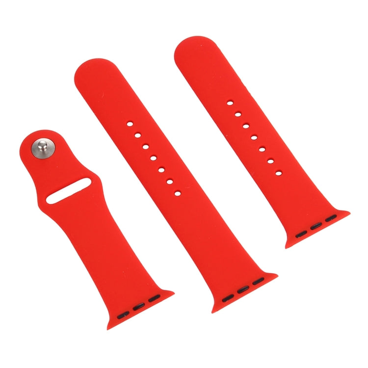 Lisslune | For Apple Watch Series 10 42mm / 9&8&7 41mm / SE 3&SE 2&6&SE&5&4 40mm / 3&2&1 38mm 3 in 1 Rubber Watch Strap with Pin Buckle (Red)