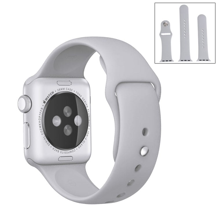 Lisslune | For Apple Watch Series 10 42mm / 9&8&7 41mm / SE 3&SE 2&6&SE&5&4 40mm / 3&2&1 38mm 3 in 1 Rubber Watch Band with Buckle (Silver)