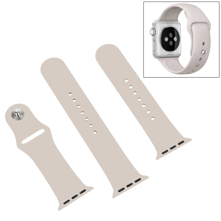Lisslune | For Apple Watch Series 10 42mm / 9&8&7 41mm / SE 3&SE 2&6&SE&5&4 40mm / 3&2&1 38mm 3 in 1 Rubber Watch Strap with Pin Buckle (Starlight)