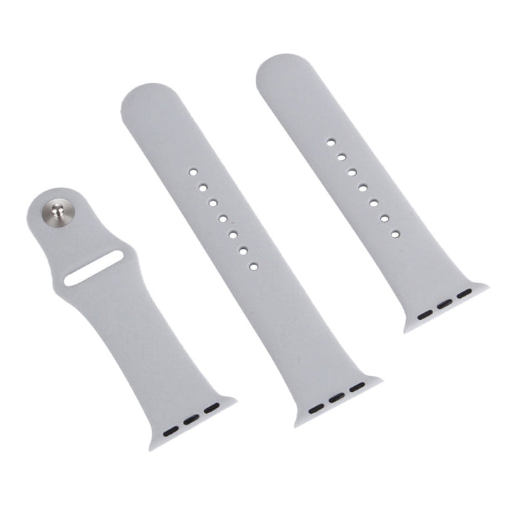 Lisslune | For Apple Watch Series 10 42mm / 9&8&7 41mm / SE 3&SE 2&6&SE&5&4 40mm / 3&2&1 38mm 3 in 1 Rubber Watch Band with Buckle (Silver)
