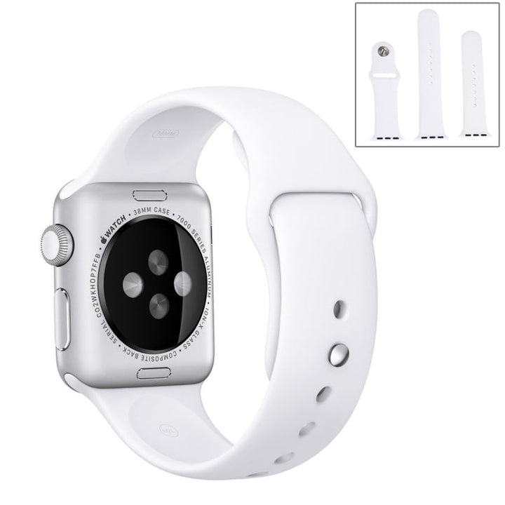 Lisslune | For Apple Watch Series 10 42mm / 9&8&7 41mm / SE 3&SE 2&6&SE&5&4 40mm / 3&2&1 38mm 3 in 1 Rubber Watch Band with Buckle (White)