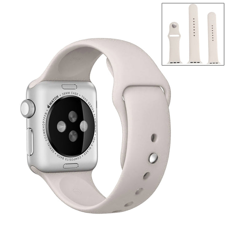 Lisslune | For Apple Watch Series 10 42mm / 9&8&7 41mm / SE 3&SE 2&6&SE&5&4 40mm / 3&2&1 38mm 3 in 1 rubber watch band with pin buckle (Beige)