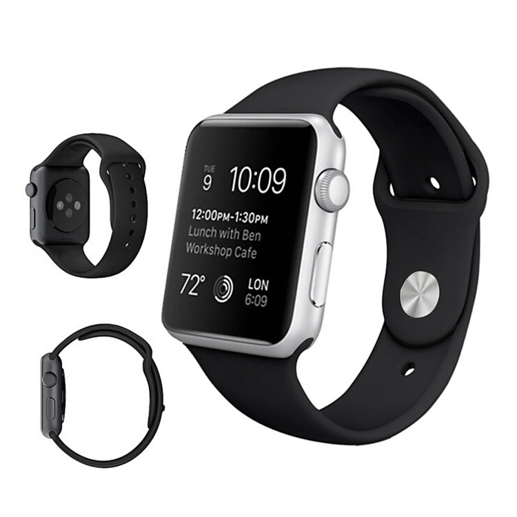 Lisslune | For Apple Watch Ultra 49mm & Watch Ultra 2 49mm / Series 9&8&7 45mm / SE 3&SE 2&6&SE&5&4 44mm / 3&2&1 42mm 3 in 1 Rubber Watch Band with Buckle (Black)