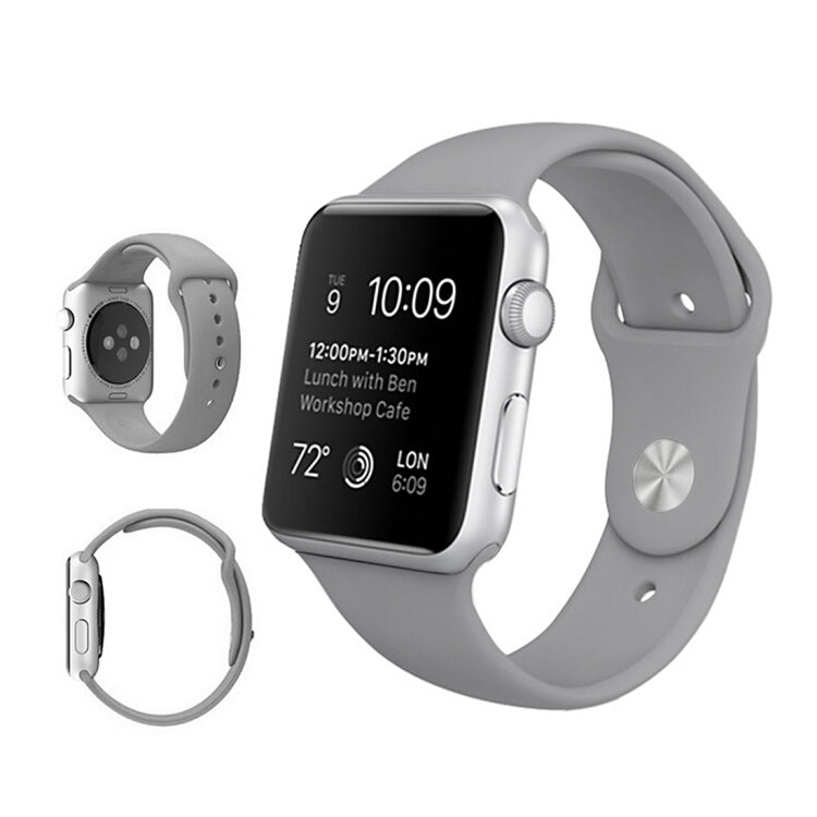 Lisslune | For Apple Watch Ultra 49mm & Watch Ultra 2 49mm / Series 9&8&7 45mm / SE 3&SE 2&6&SE&5&4 44mm / 3&2&1 42mm 3 in 1 Rubber Watch Strap with Pin Buckle (Gray)