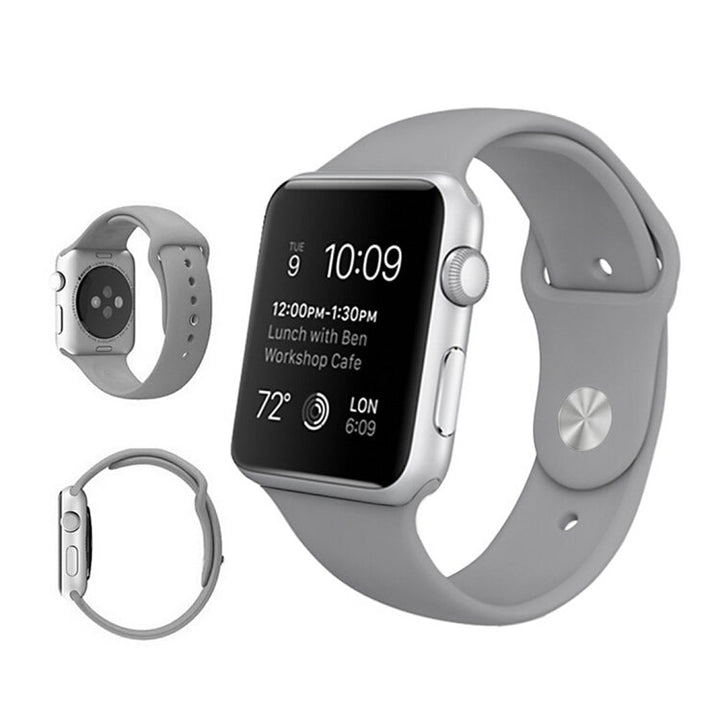 Lisslune | For Apple Watch Ultra 49mm & Watch Ultra 2 49mm / Series 9&8&7 45mm / SE 3&SE 2&6&SE&5&4 44mm / 3&2&1 42mm 3 in 1 Rubber Watch Strap with Pin Buckle (Gray)