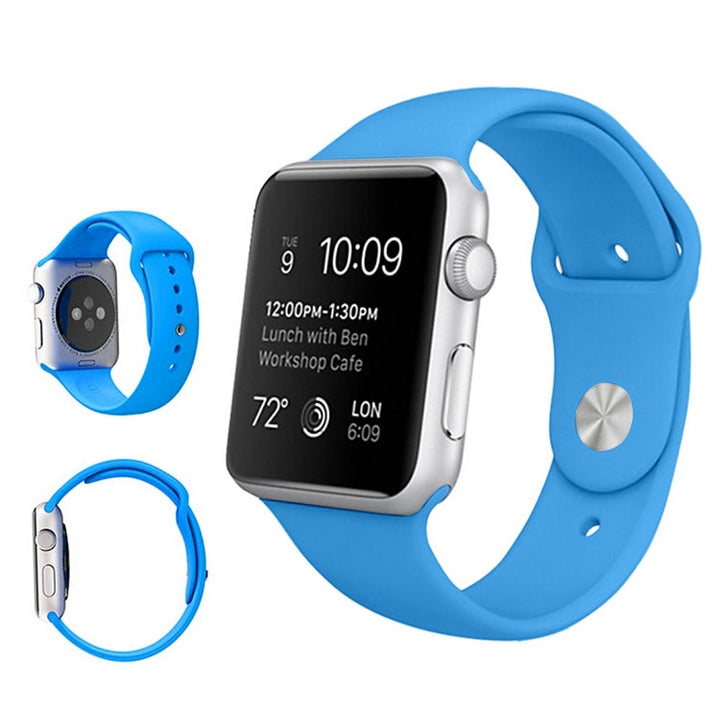 Lisslune | For Apple Watch Ultra 49mm & Watch Ultra 2 49mm / Series 9&8&7 45mm / SE 3&SE 2&6&SE&5&4 44mm / 3&2&1 42mm 3 in 1 rubber watch strap with pin buckle (Blue)
