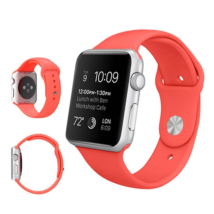 Lisslune | For Apple Watch Ultra 49mm & Watch Ultra 2 49mm / Series 9&8&7 45mm / SE 3&SE 2&6&SE&5&4 44mm / 3&2&1 42mm 3 in 1 Rubber Watch Strap with Buckle (Magenta)