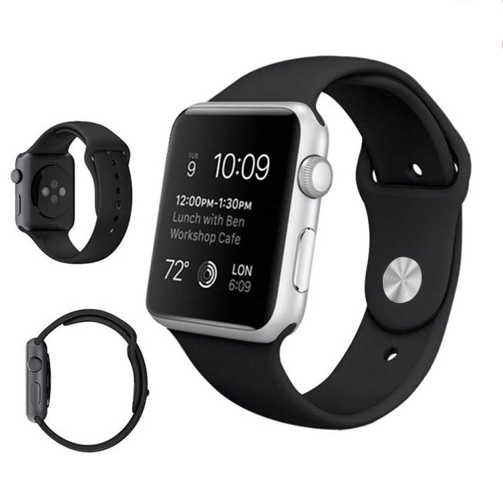 Lisslune | For Apple Watch Ultra 49mm & Watch Ultra 2 49mm / Series 9&8&7 45mm / SE 3&SE 2&6&SE&5&4 44mm / 3&2&1 42mm 3 in 1 Rubber Watch Strap with Pin Buckle (Hibiscus Pink)