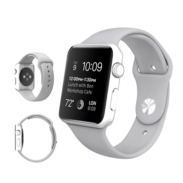 Lisslune | For Apple Watch Ultra 49mm & Watch Ultra 2 49mm / Series 9&8&7 45mm / SE 3&SE 2&6&SE&5&4 44mm / 3&2&1 42mm 3 in 1 rubber watch strap with pin buckle (Silver)