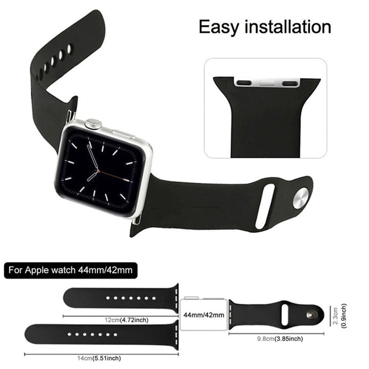 Lisslune | For Apple Watch Ultra 49mm & Watch Ultra 2 49mm / Series 9&8&7 45mm / SE 3&SE 2&6&SE&5&4 44mm / 3&2&1 42mm 3 in 1 rubber watch strap with pin buckle (Silver)