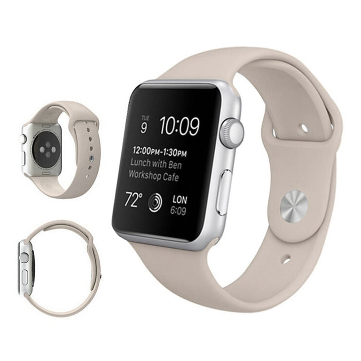 Lisslune | For Apple Watch Ultra 49mm & Watch Ultra 2 49mm / Series 9&8&7 45mm / SE 3&SE 2&6&SE&5&4 44mm / 3&2&1 42mm 3 in 1 Rubber Watch Band with Pin(Beige) Buckle