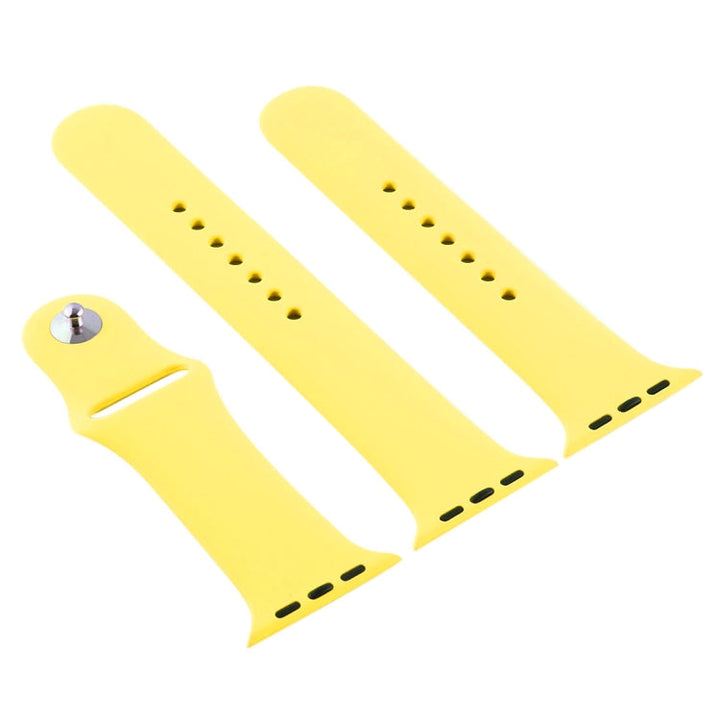 Lisslune | For Apple Watch Ultra 49mm & Watch Ultra 2 49mm / Series 9&8&7 45mm / SE 3&SE 2&6&SE&5&4 44mm / 3&2&1 42mm 3 in 1 Rubber Watch Band with Buckle (Glossy Yellow)