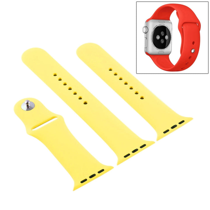 Lisslune | For Apple Watch Ultra 49mm & Watch Ultra 2 49mm / Series 9&8&7 45mm / SE 3&SE 2&6&SE&5&4 44mm / 3&2&1 42mm 3 in 1 Rubber Watch Band with Buckle (Glossy Yellow)