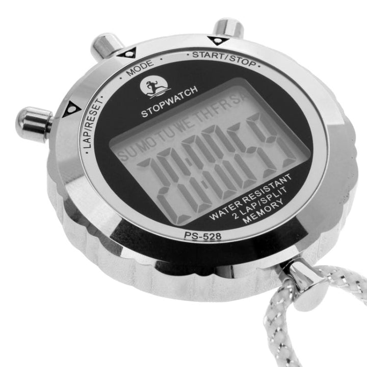 Lisslune | PS528 Metal Stopwatch Professional Chronograph Handheld Digital LCD Sports Counter Timer with Strap