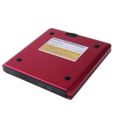 Lisslune | USB 3.0 Aluminum Alloy Portable DVD / CD Rewritable Blu-ray Drive for 12.7 mm SATA ODD / HDD, Plug and Play (Red)