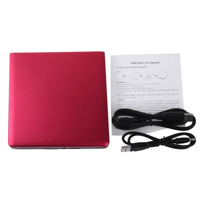 Lisslune | USB 3.0 Aluminum Alloy Portable DVD / CD Rewritable Blu-ray Drive for 12.7 mm SATA ODD / HDD, Plug and Play (Red)