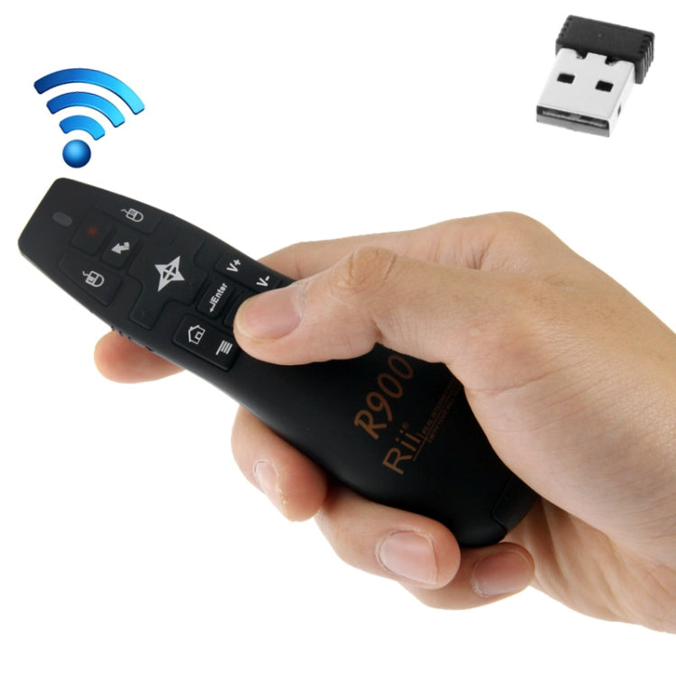 Lisslune | 2.4G Wireless Presenter Laser Pointer Fly Mouse Rii Professional Air Mouse R900 for HTPC / Android TV BOX / PS3 / XBOX360 / Tablet PC (K14 R900)(Black)