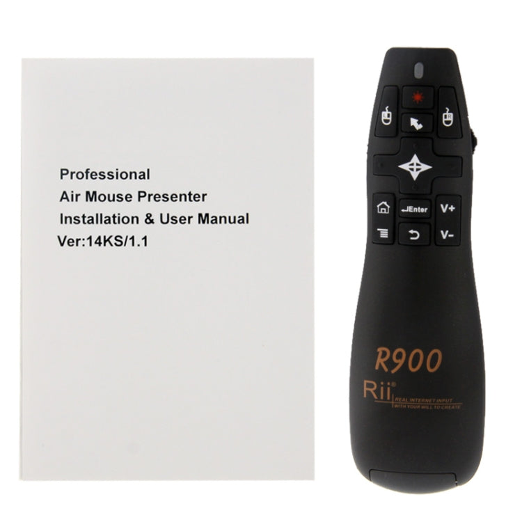 Lisslune | 2.4G Wireless Presenter Laser Pointer Fly Mouse Rii Professional Air Mouse R900 for HTPC / Android TV BOX / PS3 / XBOX360 / Tablet PC (K14 R900)(Black)