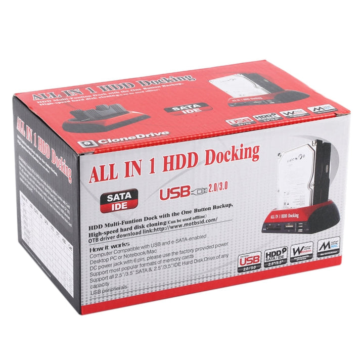 Lisslune | All in 1 Dual 2.5 Inch/3.5 Inch SATA/IDE HDD Dock Station with Card Reader & Hub