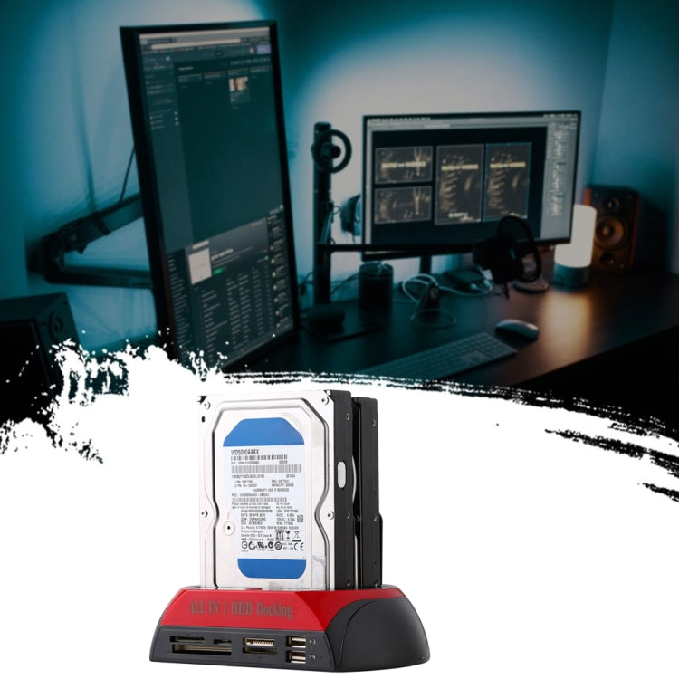 Lisslune | All in 1 Dual 2.5 Inch/3.5 Inch SATA/IDE HDD Dock Station with Card Reader & Hub