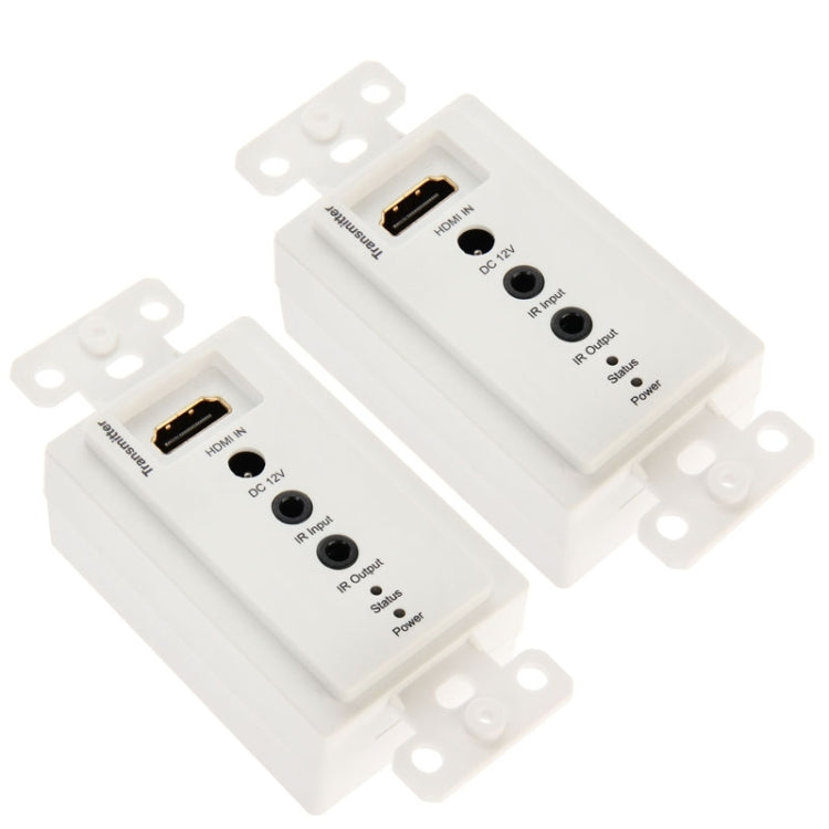 Lisslune | HDMI Single Cat5e / 6 50 Meter Wall Plate Extender (EU Plug) (White)