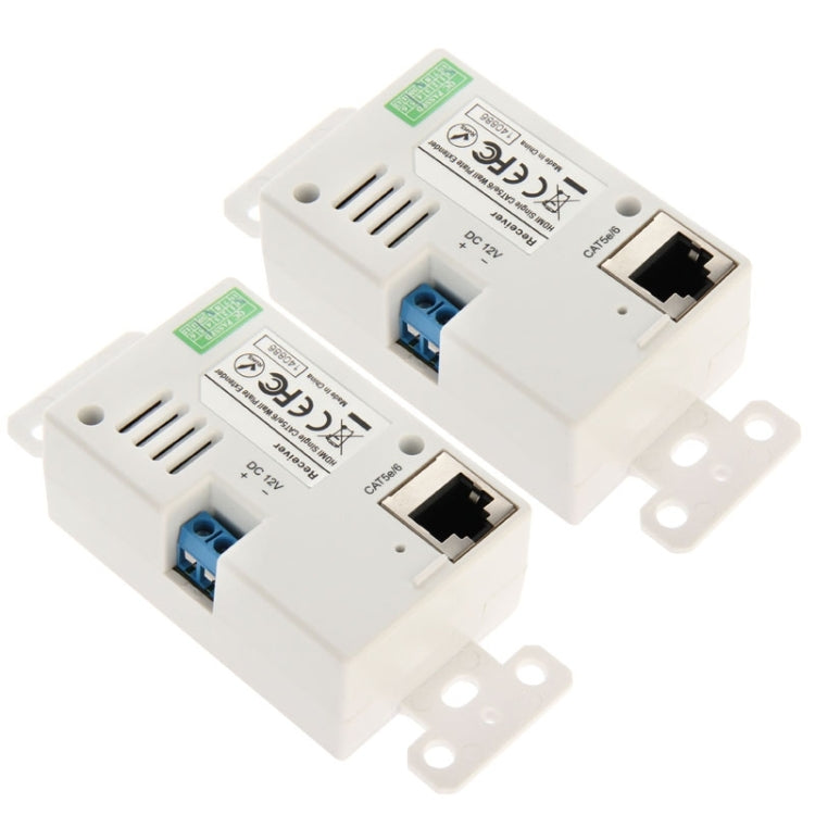 Lisslune | HDMI Single Cat5e / 6 50 Meter Wall Plate Extender (EU Plug) (White)