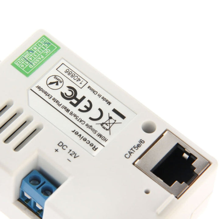 Lisslune | HDMI Single Cat5e / 6 50 Meter Wall Plate Extender (EU Plug) (White)