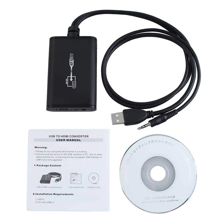 Lisslune | USB 2.0 to HDMI HD Video Guide for HDTV, Support for Full HD 1080P