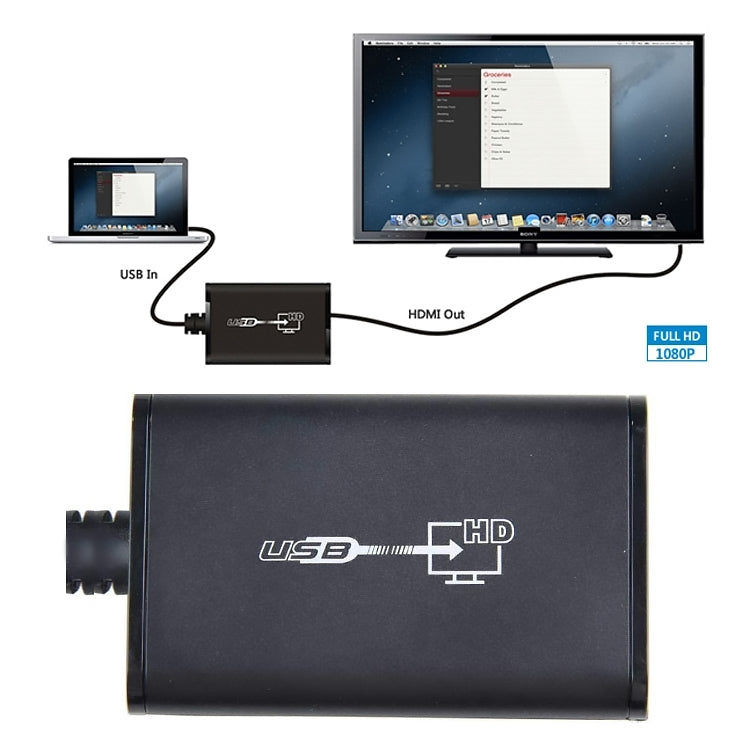 Lisslune | USB 2.0 to HDMI HD Video Guide for HDTV, Support for Full HD 1080P