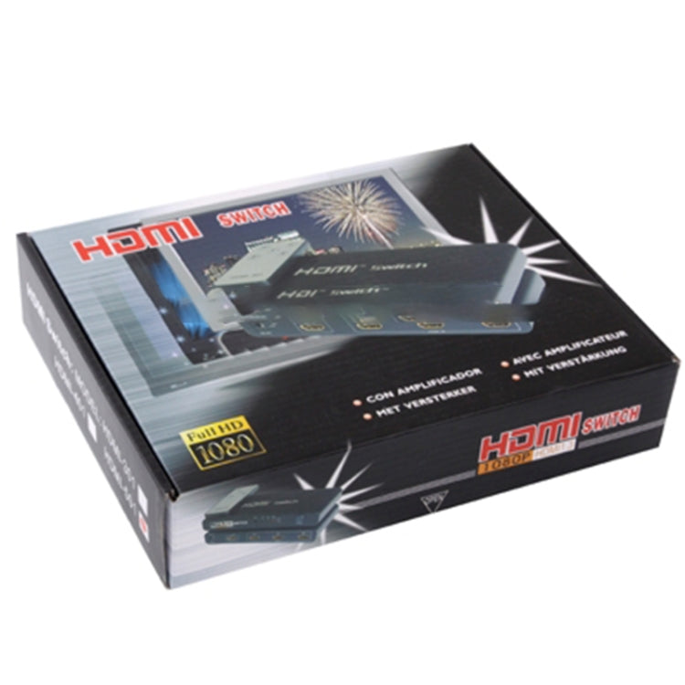 Lisslune | 5 Ports Full HD 1080P HDMI Switch with Switch & Remote Control, 1.3 Version (5 Ports HDMI Input, 1 Port HDMI Output)(Black)