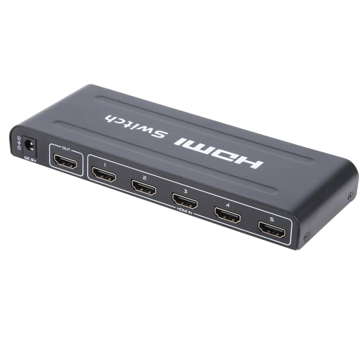 Lisslune | Full HD 1080P 5 Ports HDMI Switch with Remote Control & LED Display (Black)